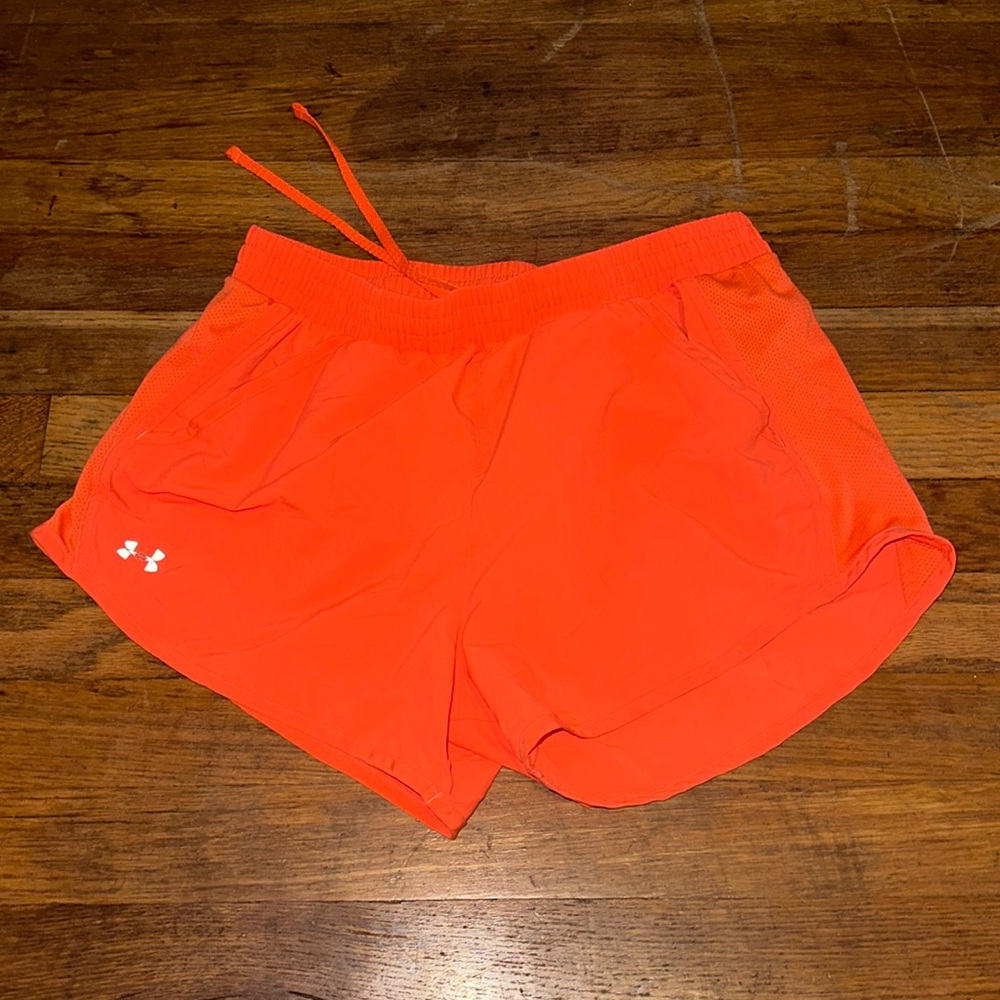 Orange under armor athletic shorts